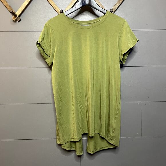 Lululemon Modal Open Up Tie Back T-Shirt Bronze Green Women's Size 6 - Picture 2 of 3